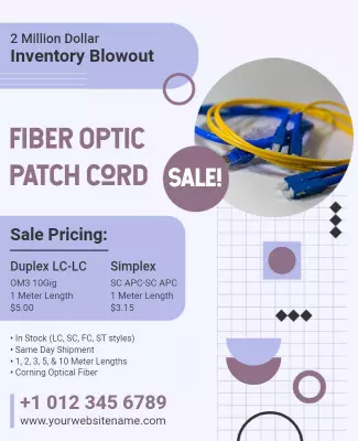 Modern Promotional Fiber Optic Patch Cord Sale Poster Template