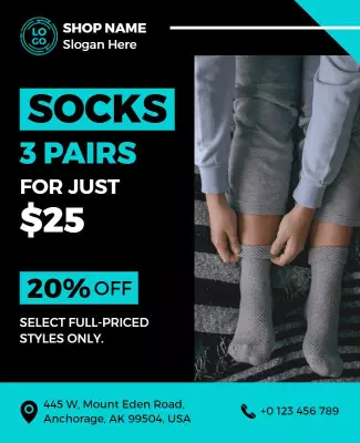 Modern Promotional Sale for Colorful Socks Offer Poster Template