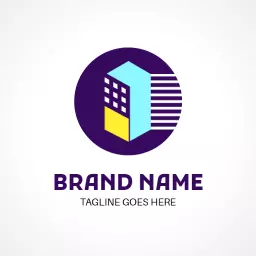 Modern Purple Building Design Reflecting Vending Industry Logo Template