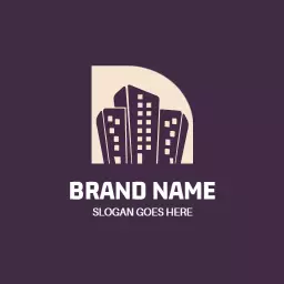 Modern Purple Building Design Representing Real Estate Logo Template