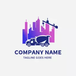 Modern Purple Cityscape with Construction Vehicle Logo Template