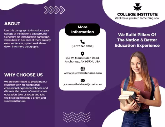 Modern Purple College Institute Education Services Brochure Template