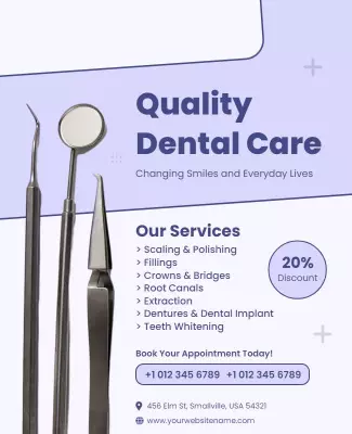 Modern Purple Dental Care Services Advertisement Poster Template
