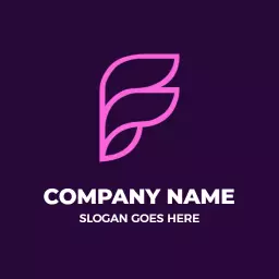 Modern Purple F Letter Design with Stylish Leaf Elements Logo Template