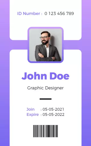Modern Purple Graphic Designer Identity Card Template
