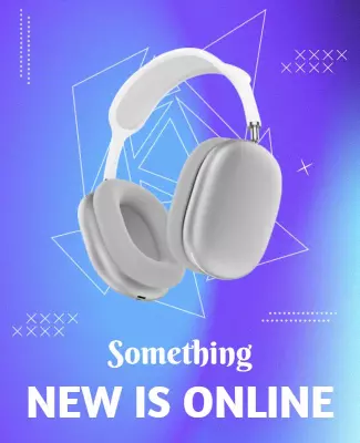 Modern Purple Headphones Digital Launch Announcement Poster Template