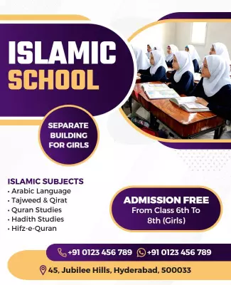 Modern Purple Islamic School Education for Girls Poster Template