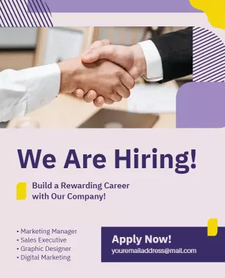Modern Purple Job Recruitment Hiring Announcement Poster Template
