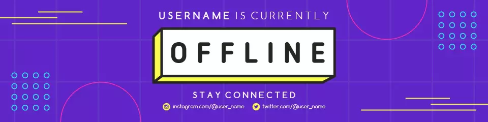 Modern Purple Layout with Offline Status for Twitch Banner Template