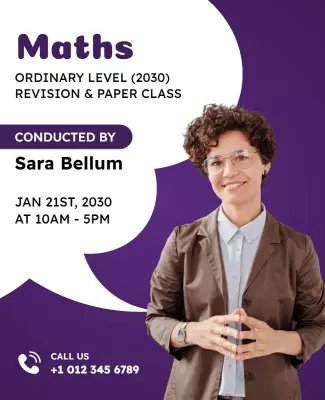 Modern Purple Maths Revision and Paper Class Poster Template