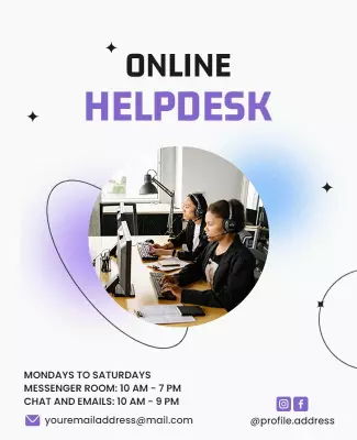 Modern Purple Online Helpdesk Support Services Poster Template