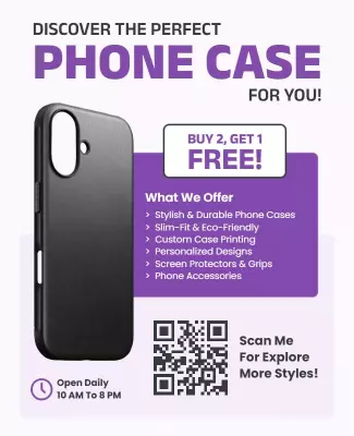 Modern Purple Phone Case Promotion Poster Template