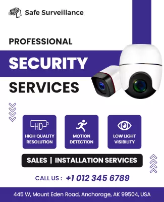 Modern Purple Security Services Professional Poster Template