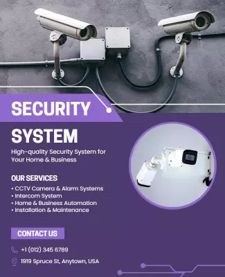 Modern Purple Security System Installation Services Poster Template