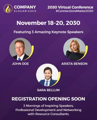 Modern Purple Virtual Conference Networking Event Poster Template