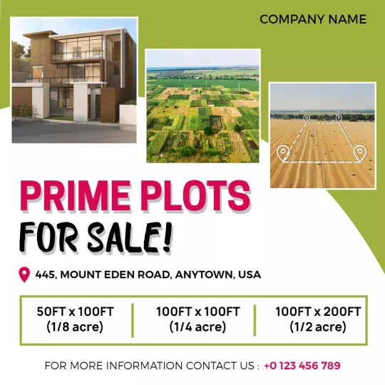 Modern Real Estate Listings for Sale with Detailed Lot Sizes Ad Template