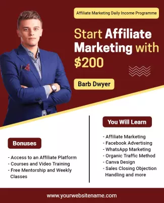 Modern Red Affiliate Marketing Training Programme Poster Template