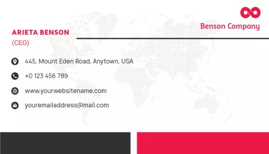 Modern Red and Black Corporate World Map Business Card Template