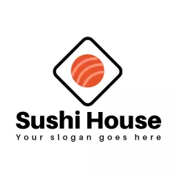 Modern Red and Black Design Featuring Sushi House Logo Template