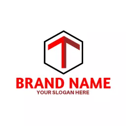 Modern Red and Black T Letter Design for Branding Logo Template