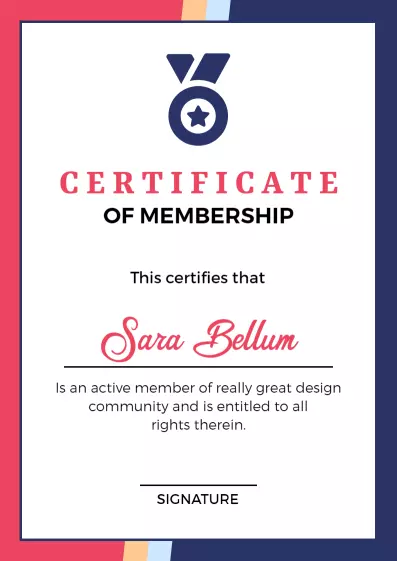 Modern Red and Blue Design Community Membership Certificate Template
