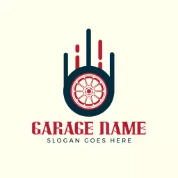 Modern Red and Blue Wheel Design for Garage Services Logo Template