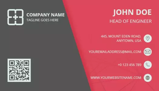 Modern Red and Gray QR Code Enabled Engineer Business Card Template