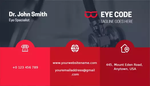 Modern Red and Grey Eye Specialist Medical Business Card Template