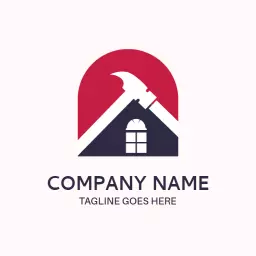 Modern Red and White House Design Representing Construction Logo Template