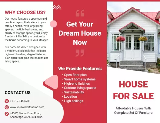 Modern Red and White Real Estate House Sale Brochure Template