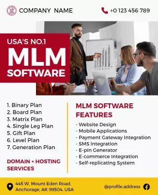 Modern Red Business MLM Software Promotional Poster Template