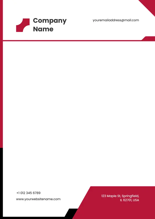 Modern Red Corporate Blank Letterhead Template