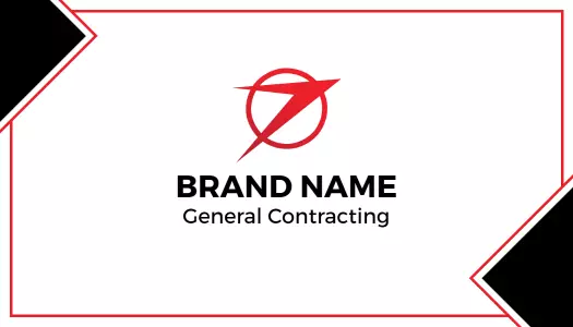Modern Red Geometric Construction Visiting Card Template
