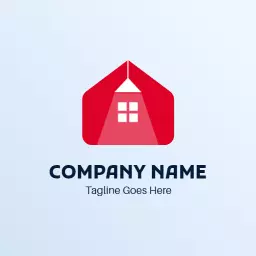 Modern Red House Design Signifying Real Estate Services Logo Template