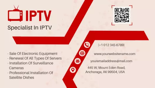 Modern Red IPTV Specialist Visiting Card Template