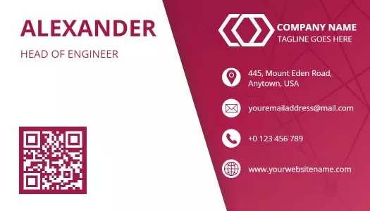 Modern Red QR Code Enabled Engineer Business Card Template