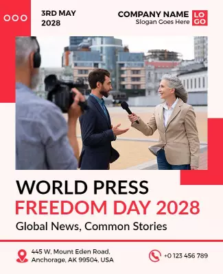 Modern Red World Press Freedom Day 2028 Poster Template