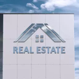 Modern Silver Real Estate Building Mockup Logo Template
