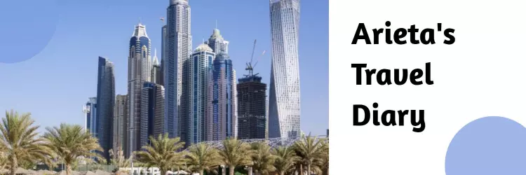 Modern Skyscrapers and Palm Trees on Dubai Travel Banner Template