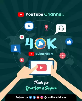Modern Social Media YouTube Channel Growth Celebration Poster Template