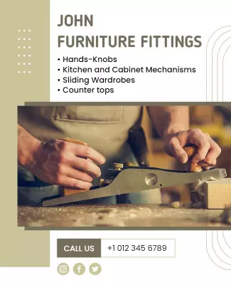 Modern Soft Color Furniture Fittings Services Poster Template