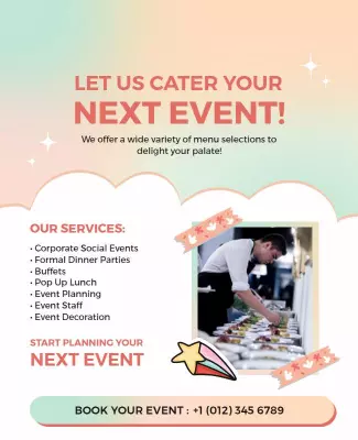 Modern Soft Pastel Catering Event Planning Poster Template
