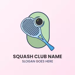Modern Squash Racket Design with Fun Green Elements Logo Template