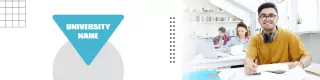 Modern Student Life with Bright Blue Triangle Design LinkedIn Banner Template