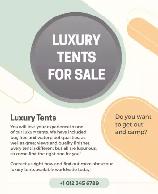 Modern Stylish Luxury Camping Tents for Sale Poster Template