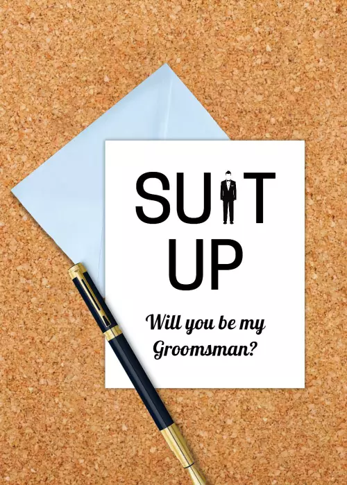Modern Suit Up Groomsman Invitation Card Template