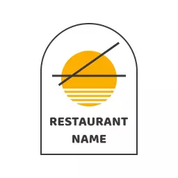 Modern Sun and Line Art Design Showcasing Restaurant Logo Template