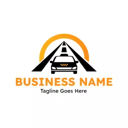 Modern Taxi Design Featuring Black Car and Orange Road Logo Template
