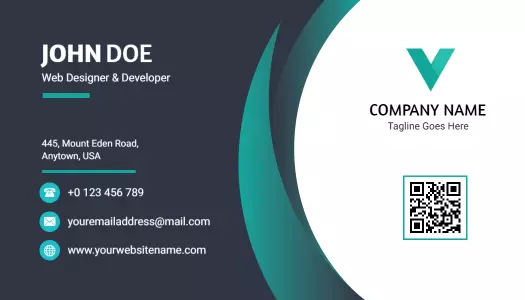 Modern Teal and Dark Blue Web Designer Business Card Template