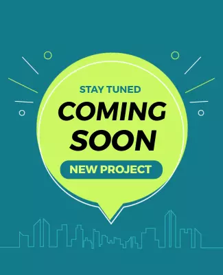 Modern Teal and Lime Green Coming Soon Project Announcement Poster Template
